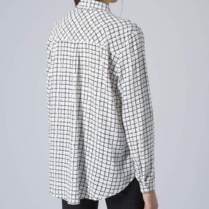 Topshop White Grid Pattern Shirt Size 6